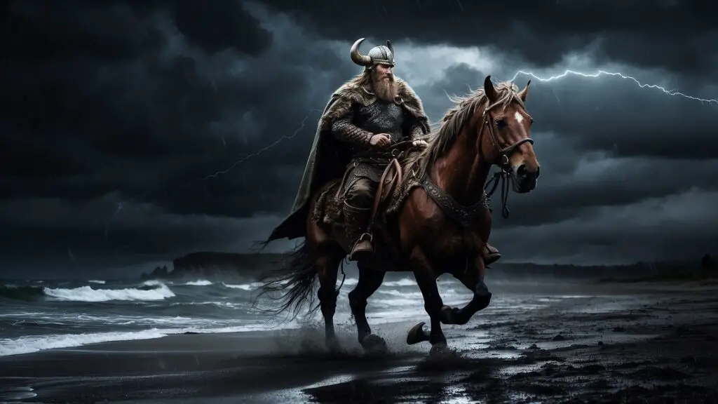 Viking, cheval, plage orageuse 2